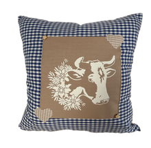 Lade das Bild in den Galerie-Viewer, Landhausstil Kissenhülle * Kissenbezug * Dekokissen * Kuh* blau/beige