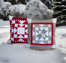 Carregar imagem no visualizador da galeria, Patchwork Kissenhülle, Landhausstil Kissenbezug, rot/grau/weiß 40x40cm