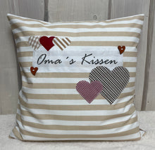 Lade das Bild in den Galerie-Viewer, Landhausstil Kissenhülle, Kissenbezug Dekokissen Oma’s Kissen, beige/weiß gestreift