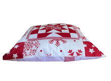 Carregar imagem no visualizador da galeria, Patchwork Kissenhülle, Landhausstil Kissenbezug, rot/weiß 40x40cm