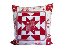 Carregar imagem no visualizador da galeria, Patchwork Kissenhülle, Landhausstil Kissenbezug, rot/weiß 40x40cm