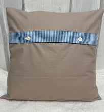 Carregar imagem no visualizador da galeria, Patchwork Kissenhülle, Landhausstil Kissenbezug blau/beige 40x40cm.
