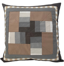 Lade das Bild in den Galerie-Viewer, Patchwork Kissenhülle, Landhausstil Kissenbezug, grau/beige 40x40cm