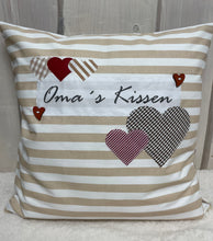 Lade das Bild in den Galerie-Viewer, Landhausstil Kissenhülle, Kissenbezug Dekokissen Oma’s Kissen, beige/weiß gestreift