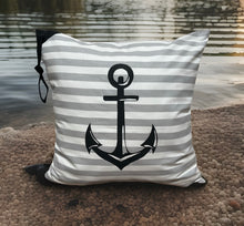 Lade das Bild in den Galerie-Viewer, Maritime Kissenhülle, Kissenbezug, Landhausstil Kissen * Anker * grau/weiß