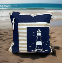 Lade das Bild in den Galerie-Viewer, Maritime Kissenhülle, Kissenbezug, Landhausstil Kissen * Leuchtturm* blau/weiß/beige