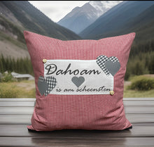 Lade das Bild in den Galerie-Viewer, Landhausstil Kissenhülle, Kissenbezug, Landhaus Kissen, Dekokissen*Dahoam is am scheensten* rot/grau