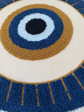 Carregar imagem no visualizador da galeria, Landhausstil Kissenhülle * Kissenbezug * Dekokissen * Nazar Auge* blau/beige 45x45cm