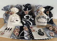 Lade das Bild in den Galerie-Viewer, Adventskalender,Landhausstil Adventskalender zum Befüllen, 24 Säckchen zum Advent, schwarz/grau/creme