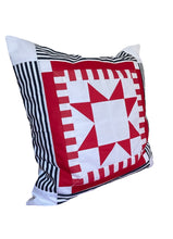 Carregar imagem no visualizador da galeria, Patchwork Kissenhülle, Landhausstil Kissenbezug, rot/weiß 40x40cm