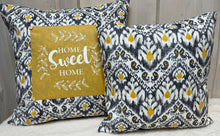 Lade das Bild in den Galerie-Viewer, Landhausstil Kissenhülle * Kissenbezug * Dekokissen „ Home Sweet Home „ Senfgelb/grau