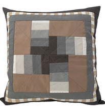Lade das Bild in den Galerie-Viewer, Patchwork Kissenhülle, Landhausstil Kissenbezug, grau/beige 40x40cm