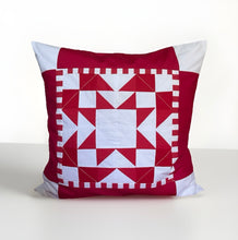 Carregar imagem no visualizador da galeria, Patchwork Kissenhülle, Landhausstil Kissenbezug, rot/weiß 50x50cm