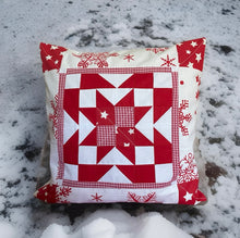 Carregar imagem no visualizador da galeria, Patchwork Kissenhülle, Landhausstil Kissenbezug, rot/weiß 40x40cm
