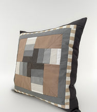 Lade das Bild in den Galerie-Viewer, Patchwork Kissenhülle, Landhausstil Kissenbezug, grau/beige 40x40cm