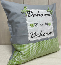 Lade das Bild in den Galerie-Viewer, Landhausstil Kissenhülle, Kissenbezug, Landhaus Kissen, Dekokissen*Dahoam is Dahoam * grün/grau