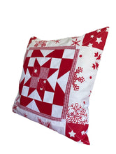 Carregar imagem no visualizador da galeria, Patchwork Kissenhülle, Landhausstil Kissenbezug, rot/weiß 40x40cm
