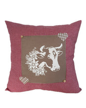 Lade das Bild in den Galerie-Viewer, Landhausstil Kissenhülle * Kissenbezug * Dekokissen * Kuh* rot/beige