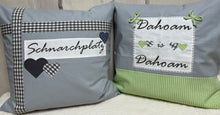 Lade das Bild in den Galerie-Viewer, Landhausstil Kissenhülle, Kissenbezug, Landhaus Kissen, Dekokissen*Dahoam is Dahoam * grün/grau