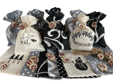 Lade das Bild in den Galerie-Viewer, Adventskalender,Landhausstil Adventskalender zum Befüllen, 24 Säckchen zum Advent, schwarz/grau/creme