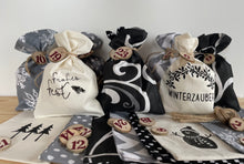 Lade das Bild in den Galerie-Viewer, Adventskalender,Landhausstil Adventskalender zum Befüllen, 24 Säckchen zum Advent, schwarz/grau/creme