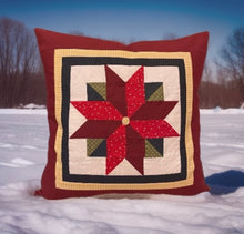 Lade das Bild in den Galerie-Viewer, Patchwork Kissenhülle, Landhausstil Kissenbezug, rot/grün/weiß 40x40cm