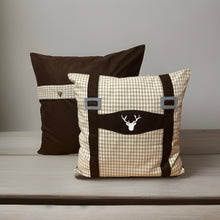 Lade das Bild in den Galerie-Viewer, 1x Landhausstil Kissenhülle * Kissenbezug * Hosenträger Dekokissen * braun/Beige