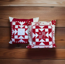 Carregar imagem no visualizador da galeria, Patchwork Kissenhülle, Landhausstil Kissenbezug, rot/weiß 40x40cm