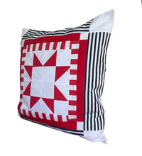 Carregar imagem no visualizador da galeria, Patchwork Kissenhülle, Landhausstil Kissenbezug, rot/weiß 40x40cm