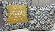 Lade das Bild in den Galerie-Viewer, Landhausstil Kissenhülle * Kissenbezug * Dekokissen „ Home Sweet Home „ Senfgelb/grau