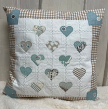 Load image into Gallery viewer, Patchwork cushion cover, country house style cushion cover, mint/beige/white 40x40cm.