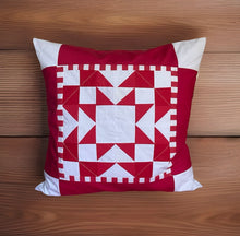 Carregar imagem no visualizador da galeria, Patchwork Kissenhülle, Landhausstil Kissenbezug, rot/weiß 50x50cm