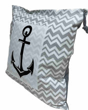 Lade das Bild in den Galerie-Viewer, Maritime Kissenhülle, Kissenbezug, Landhausstil Kissen * Anker * grau/weiß