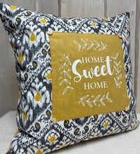 Lade das Bild in den Galerie-Viewer, Landhausstil Kissenhülle * Kissenbezug * Dekokissen „ Home Sweet Home „ Senfgelb/grau