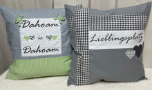 Lade das Bild in den Galerie-Viewer, Landhausstil Kissenhülle, Kissenbezug, Landhaus Kissen, Dekokissen*Dahoam is Dahoam * grün/grau
