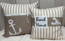 Lade das Bild in den Galerie-Viewer, Maritime Kissenhülle, Kissenbezug, Landhausstil Kissen, Dekokissen * Anker * beige/weiß