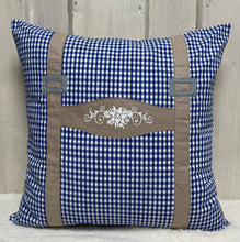 Lade das Bild in den Galerie-Viewer, Landhausstil Kissenhülle, Kissenbezug, Bauernstube Dekokissen * Hosenträger * blau/beige