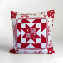 Carregar imagem no visualizador da galeria, Patchwork Kissenhülle, Landhausstil Kissenbezug, rot/weiß 40x40cm