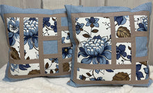 Carregar imagem no visualizador da galeria, Patchwork Kissenhülle, Landhausstil Kissenbezug, blau / beige 40x40cm.