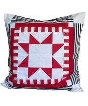 Carregar imagem no visualizador da galeria, Patchwork Kissenhülle, Landhausstil Kissenbezug, rot/weiß 40x40cm