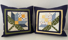 Lade das Bild in den Galerie-Viewer, Patchwork Kissenhülle, Landhausstil Kissenbezug, blau/grün/gelb 40x40cm