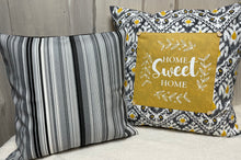 Lade das Bild in den Galerie-Viewer, Landhausstil Kissenhülle * Kissenbezug * Dekokissen „ Home Sweet Home „ Senfgelb/grau