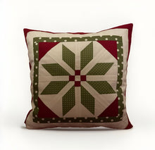 Carregar imagem no visualizador da galeria, Patchwork Kissenhülle, Landhausstil Kissenbezug, rot/grün/weiß 40x40cm
