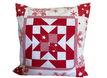 Carregar imagem no visualizador da galeria, Patchwork Kissenhülle, Landhausstil Kissenbezug, rot/weiß 40x40cm