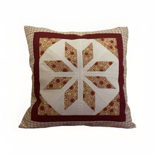 Carregar imagem no visualizador da galeria, Patchwork Kissenhülle, Landhausstil Kissenbezug, beige /rot/ weiß 40x40cm