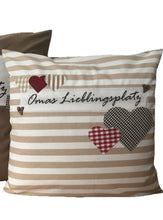 Lade das Bild in den Galerie-Viewer, Landhausstil Kissenhülle * Kissenbezug * Dekokissen beige/weiß * Omas Lieblingsplatz *beige/weiß