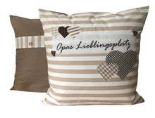 Lade das Bild in den Galerie-Viewer, Landhausstil Kissenhülle * Kissenbezug * Dekokissen beige/weiß * Opas Lieblingsplatz *beige/weiß