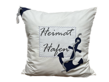 Lade das Bild in den Galerie-Viewer, Maritime Kissenhülle, Kissenbezug, Landhausstil Dekokissen * Heimathafen * blau/weiß/beige