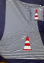 Загрузить изображение в средство просмотра галереи, Maritime Patchwork Decke, Tagesdecke, Kinderdecke, Bettüberwurf, blau/weiß 130cm x 200cm