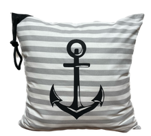 Lade das Bild in den Galerie-Viewer, Maritime Kissenhülle, Kissenbezug, Landhausstil Kissen * Anker * grau/weiß